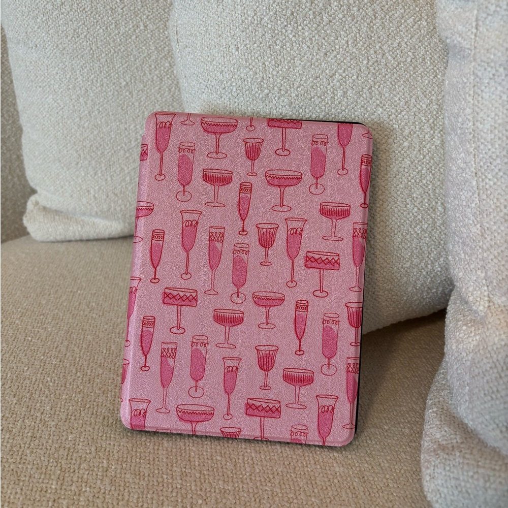 Pink Champagne Glass Pattern Notebook Cover - Unbranded